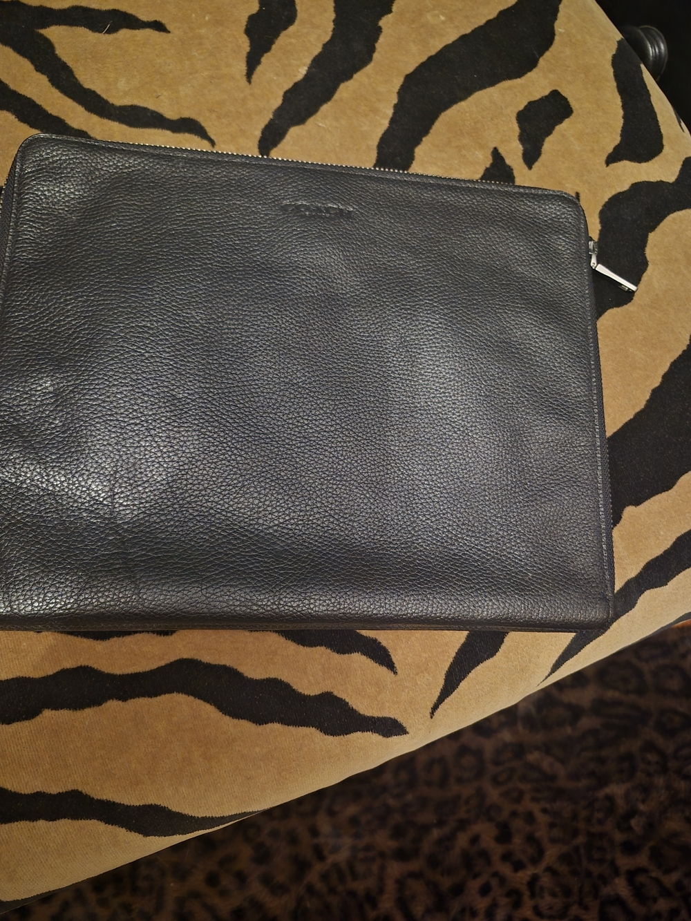 COACH Men's Or Women's Black Leather Zip Portfolio - Classic Carry